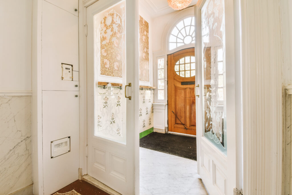 Stylish Wooden Entry Door Installation